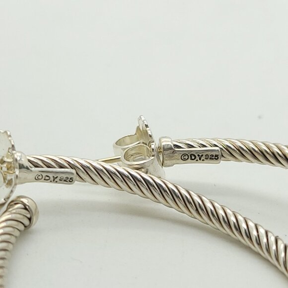 DAVID YURMAN Sterling Silver Classic Cable Hoop Earrings 2 inch with Pouch - Picture 6 of 9